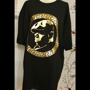 East Coast Biggie Inspired Gold Logo Black Shirt